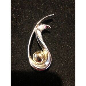 Vintage Danecraft Signed Brooch Pin Gold Silver Tone Scandinavian Design